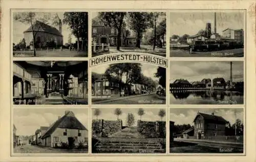 Ak Hohenwestedt in Holstein, Kirche, Innenansicht, Bahnhof, Holsten Mühle, Wilhelm Straße, Ehrenmal