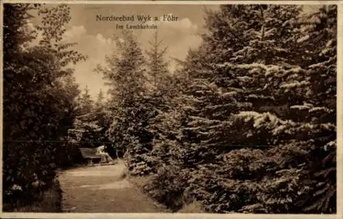 Ak Wyk auf Föhr Nordfriesland, Lembkehain, Sitzbank, Bäume