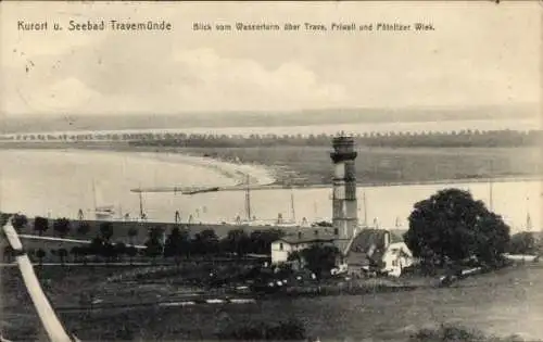 Ak Ostseebad Travemünde Lübeck, Blick vom Wasserturm, Panorama