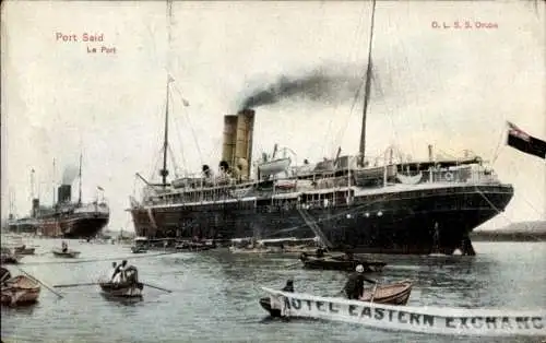 Ak Port Said Ägypten, Hafen, Schiff, OLSS Oruba