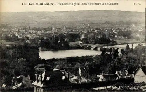 Ak Les Mureaux Yvelines, Panorama, Brücke