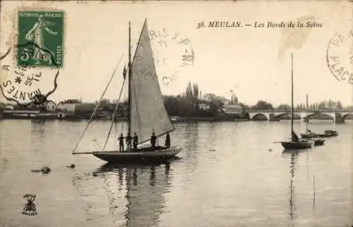 Ak Meulan en Yvelines, Bords de la Seine, Brücke