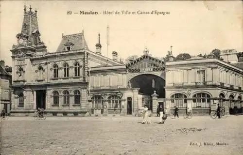 Ak Meulan en Yvelines, Rathaus, Caisse d'Epargne