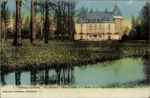 Ak Villedieu Indre, Chateau, Tregonce, Parc