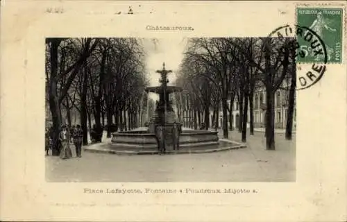 Ak Châteauroux Indre, Place Lafayette, Fontaine Poudroux Mijotte