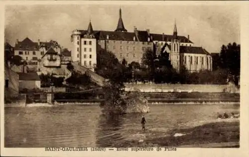 Ak Saint Gaultier Indre, Ecole superieure de Filles