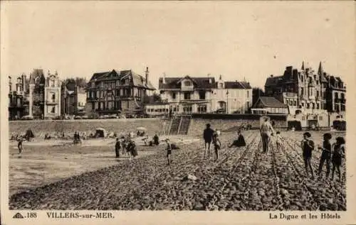 Ak Villers sur Mer Calvados, Digue, Hotels, Kinder, Strand