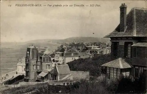 Ak Villers sur Mer Calvados, Gesamtansicht, Küste, Trouville