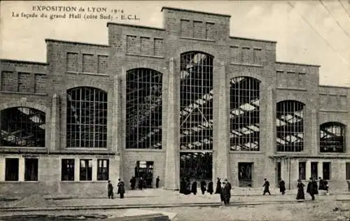 Ak Lyon Rhône, Exposition Coloniale 1914, Facade du grand Hall, Cote Sud