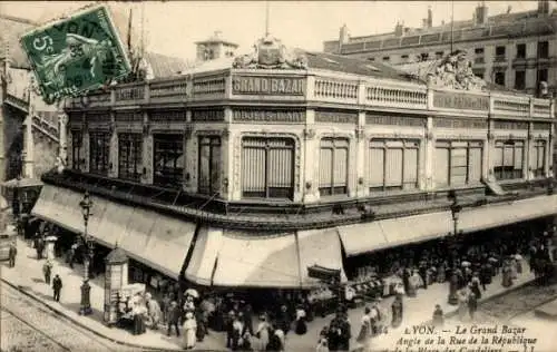 Ak Lyon Rhône, Großer Basar, Ecke Rue de la Republique