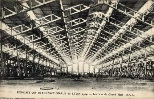 Ak Lyon Rhône, Internationale Ausstellung 1914, Innenraum des Großen Saals