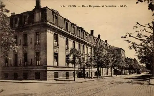 Ak Lyon Rhône, Rues Duquesne und Vendome