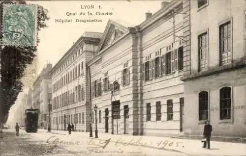 Ak Lyon Rhône, Quai de la Charite, Hopital Desgenettes