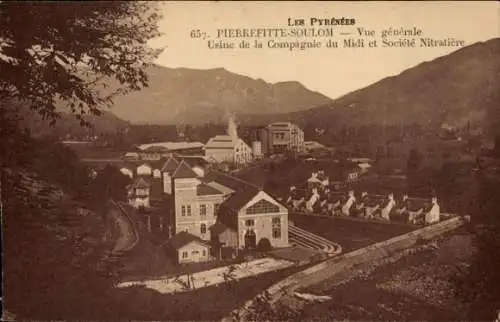 Ak Pierrefitte-Soulom, Vue generale, Usine de la Compagnie du Midi, Societe Nitratiere