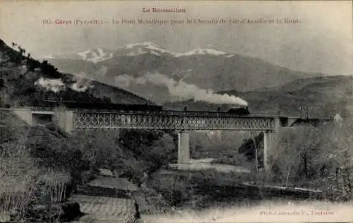 Ak Céret Pyrénées Orientales, Pont Metallique, Chemin de fer