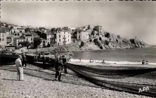 Ak Banyuls sur Mer Pyrénées-Orientales, Sechage des Filets