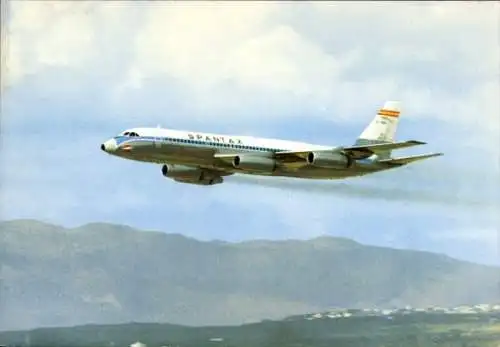 Ak Spanisches Passagierflugzeug der Spantax, Convair CV 990 A Coronado