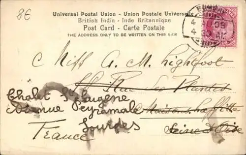 Ak Indien, Straße, Palmen, Dorfbewohner