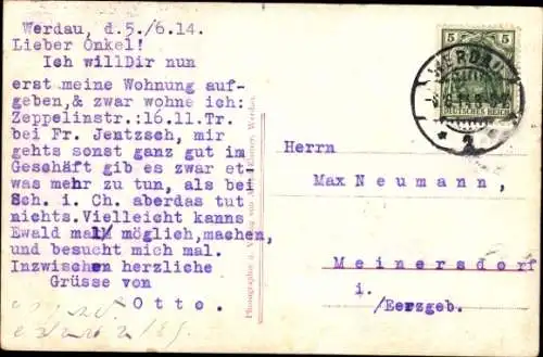 Ak Werdau in Sachsen, Johannisplatz und Kriegerdenkmal