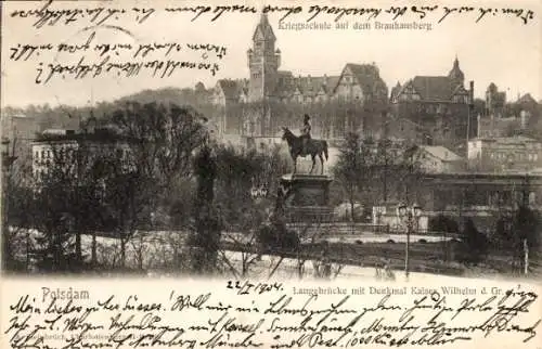 Ak Potsdam, Langebrücke mit Denkmal Kaiser Wilhelm d. Gr.