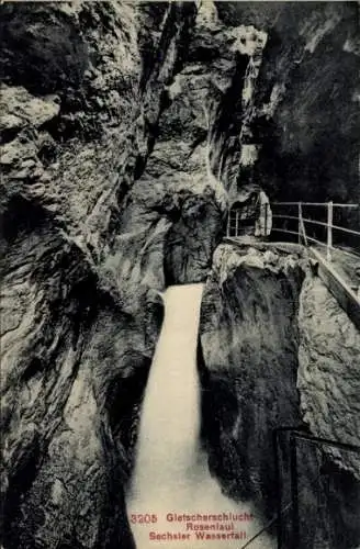 Ak Grindelwald Kanton Bern, Gletscherschlucht Rosenlaui, 6. Wasserfall