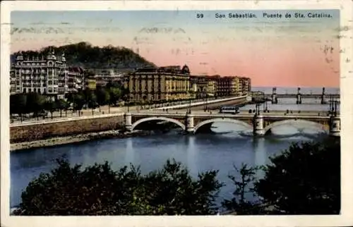 Ak Donostia San Sebastián Baskenland, Santa Catalina Brücke