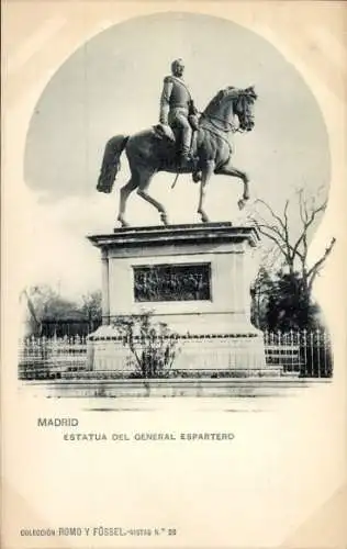 Ak Madrid Spanien, Statue von General Espartero, Pferd