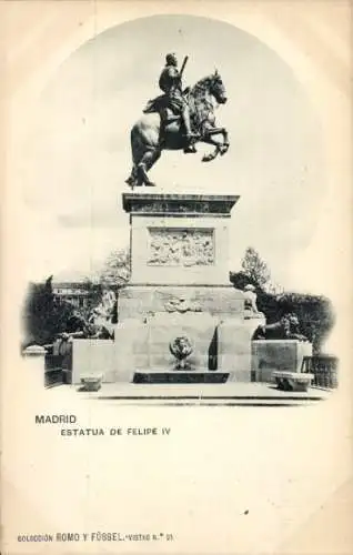 Ak Madrid Spanien, Statue von Philipp IV