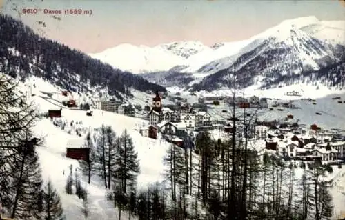 Ak Davos Kanton Graubünden, Gesamtansicht, Winter