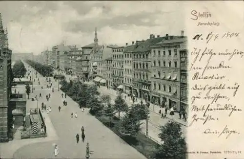 Ak Szczecin Stettin Pommern, Paradeplatz