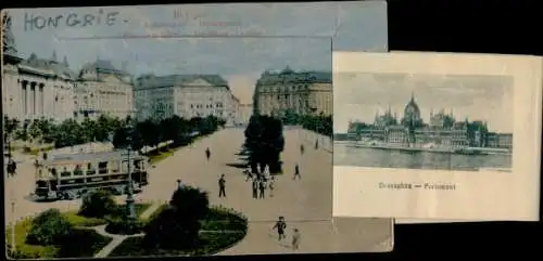 Leporello Ak Budapest Ungarn, Freiheitsplatz, Opernhaus, Kettenbrücke, Fischer-Bastei