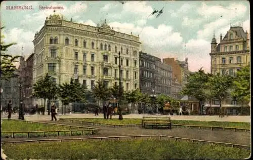 Ak Hamburg Mitte St. Georg, Steindamm, Hotel Graf Moltke, Straßenbahn