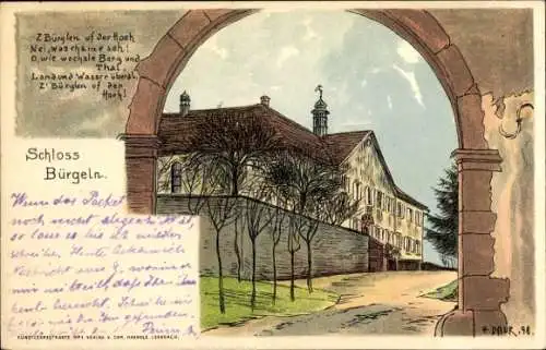 Künstler Litho Daur, H., Obereggenen Schliengen im Schwarzwald, Schloss Bürgeln