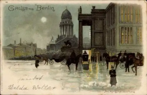 Litho Berlin Mitte, Gendarmenmarkt, Kgl. Schauspielhaus, Nacht