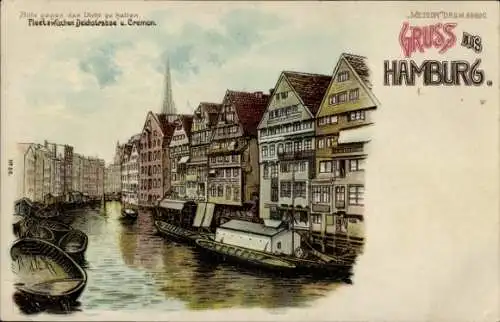 Halt gegen das Licht Litho Hamburg Mitte Altstadt, Fleet zwischen Deichstraße und Cremon