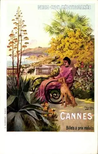 Künstler Ak Cannes Alpes Maritimes, Reklame, Französische Eisenbahn, Paris-Lyon-Mediterranee