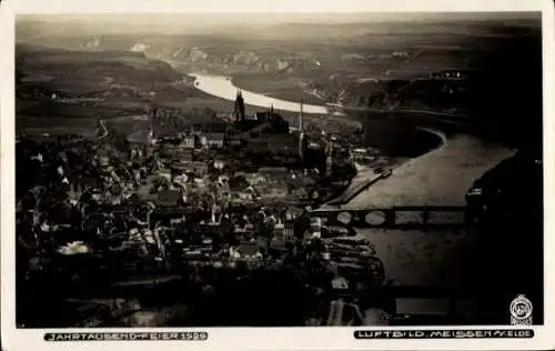 Ak Meißen an der Elbe, Luftaufnahme