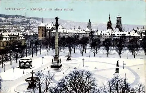 Ak Stuttgart in Baden Württemberg, Schlossplatz, Altes Schloss, Denkmal