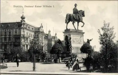 Ak Szczecin Stettin Pommern, Denkmal Kaiser Wilhelm I.