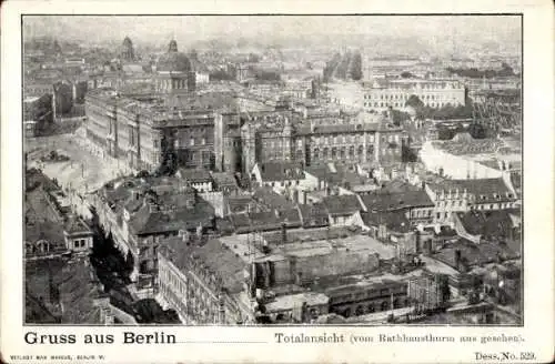 Ak Berlin, Totalansicht, Rathausturm