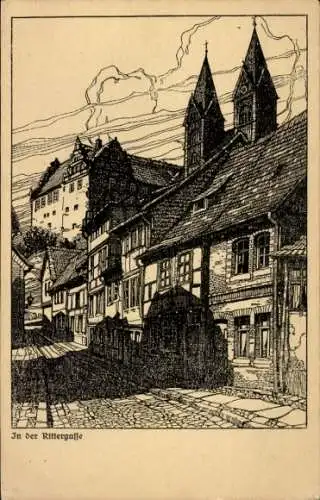 Ak Quedlinburg im Harz, Rittergasse