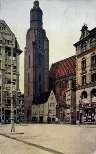 Ak Wrocław Breslau Schlesien, Ring, Elisabethkirche