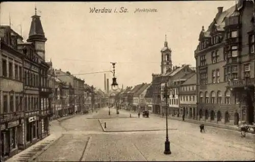 Ak Werdau in Sachsen, Marktplatz