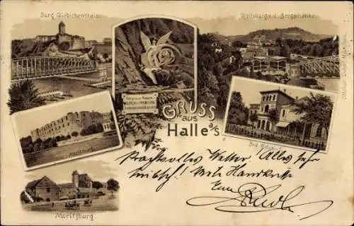 Litho Halle an der Saale, Reilsburg, Burg Giebichenstein, Moritzburg, Bad Wittekind