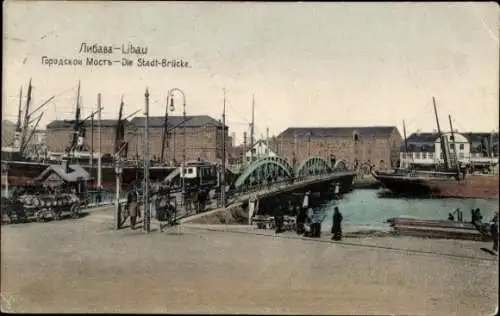 Ak Liepaja Libau Lettland, Stadtbrücke