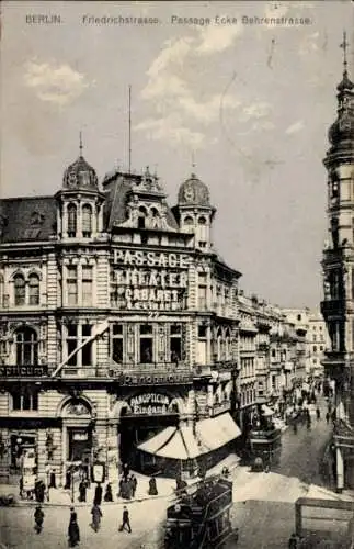 Ak Berlin Mitte, Friedrichstraße, Passage Ecke Behrenstraße, Theater Cabaret, Panopticum