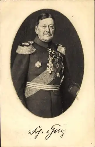 Ak Generalfeldmarschall Freiherr Colmar von der Goltz, Portrait, Uniform, Orden