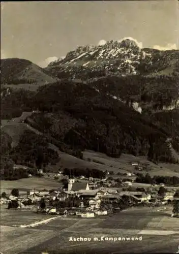 Ak Aschau im Zillertal Tirol, Ortspanorama mit Kampenwand