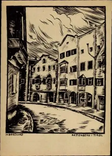 Künstler Ak Rattenberg in Tirol, Boachard, H., Straßenpartie