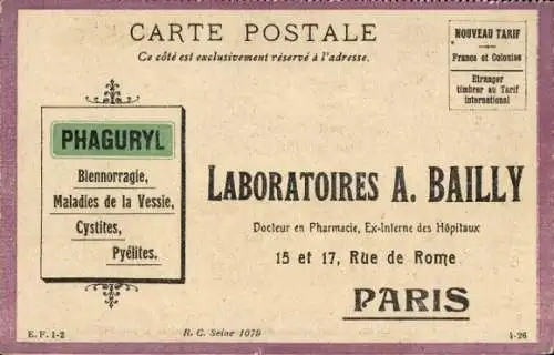 Ak Reklame, Phaguryl, Laboratoires A. Bailly, Paris